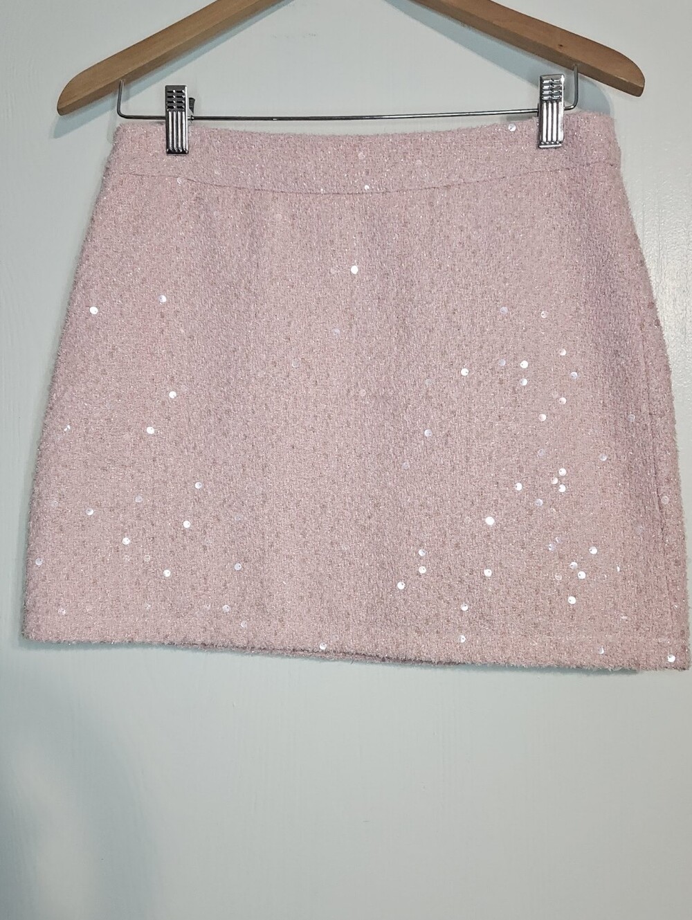 Cider Pink Sequin Bouclé Mini Skirt